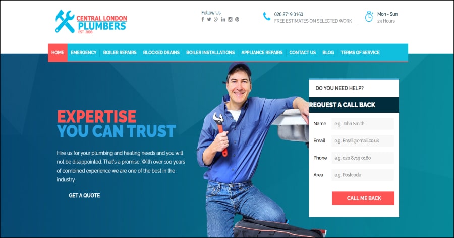 Modern Emergency Plumbing Website Design